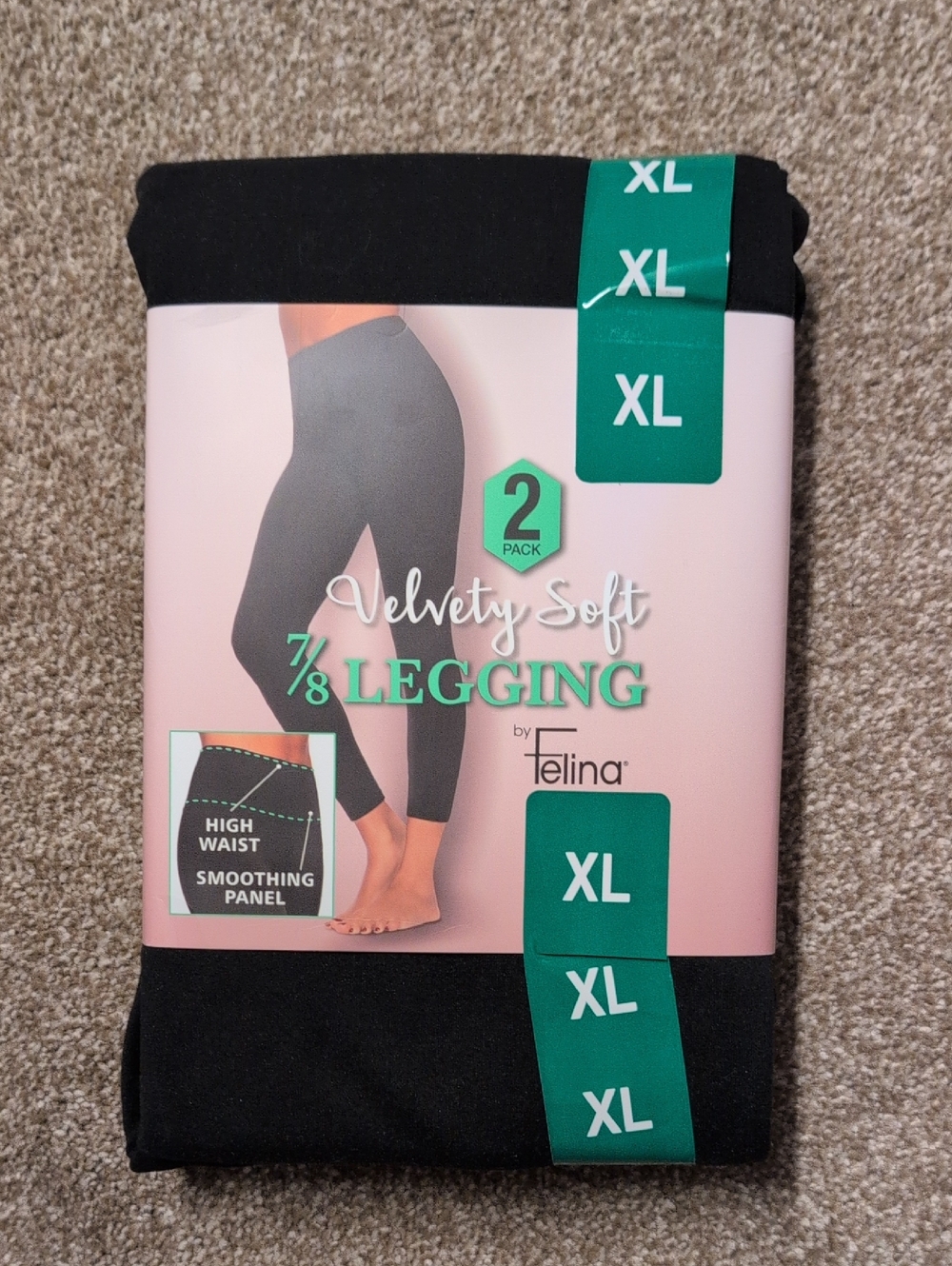 NWT Felina Black Sueded Leggings 2-Pack